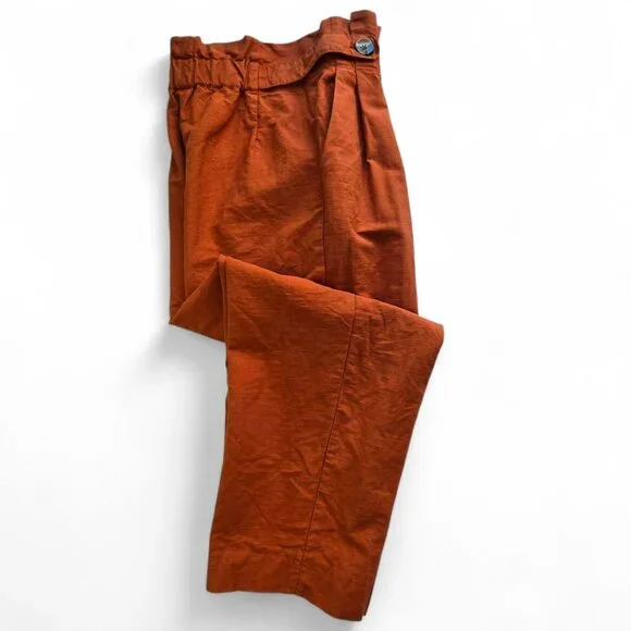 Zara Woman High-Waisted Pleated Rust Orange Tapered Pants Size S - Picture 7 of 8